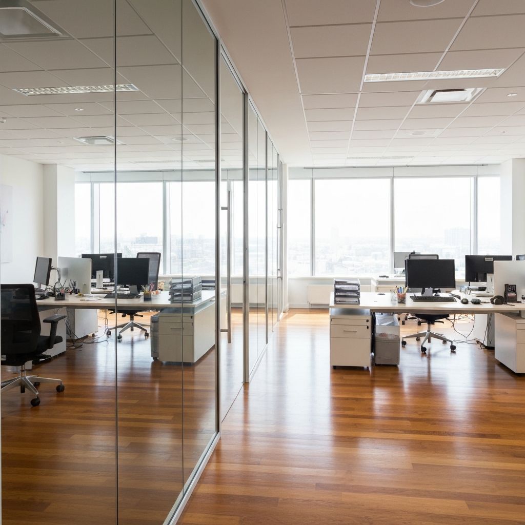 Escritório corporativo após limpeza profissional