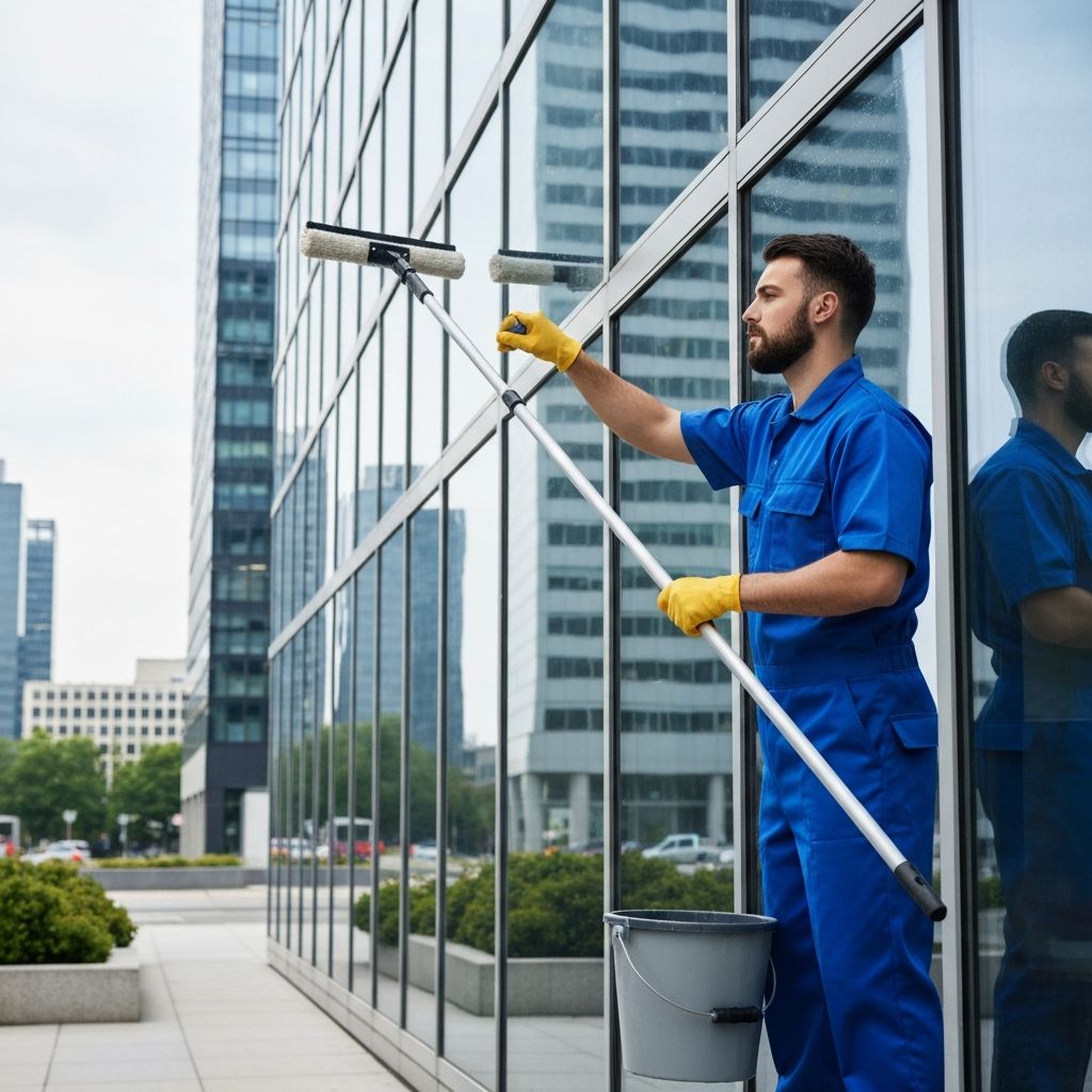 Profissional de limpeza em ação